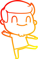 warm gradient line drawing cartoon happy man