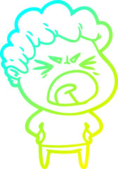 cold gradient line drawing cartoon furious man