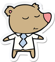 sticker of a happy cartoon bear wearing shirt