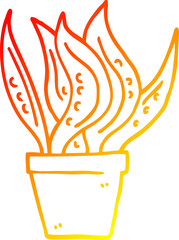 warm gradient line drawing cartoon house plant