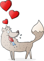 cartoon wolf in love