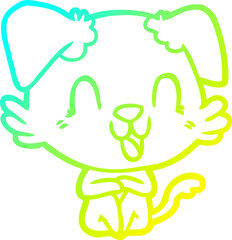 cold gradient line drawing laughing cartoon dog