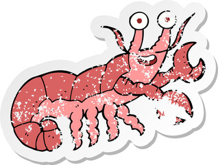 retro distressed sticker of a cartoon lobster