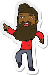 sticker of a cartoon man with beard laughing and pointing