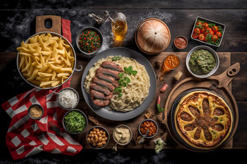 Obraz na płótnie Canvas german food background, dishes, restaurant, generative ai