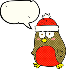 comic book speech bubble cartoon christmas robin