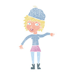 cartoon woman wearing hat