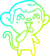 cold gradient line drawing crazy cartoon monkey