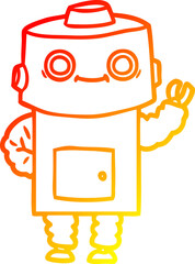 Naklejka premium warm gradient line drawing cartoon robot