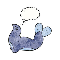 thought bubble textured cartoon seal
