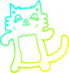 cold gradient line drawing cartoon happy cat