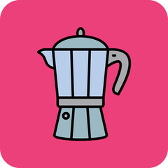 Coffee Maker Multicolor Round Corner Filled Line Icon