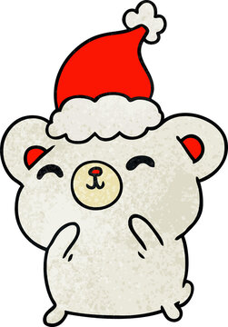 christmas textured cartoon of kawaii polar bear