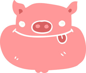 flat color style cartoon happy pig face