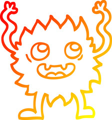 warm gradient line drawing cartoon funny furry monster