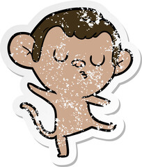 distressed sticker of a cartoon monkey