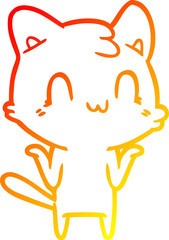 warm gradient line drawing cartoon happy cat