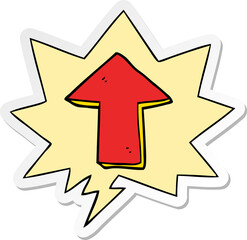 cartoon pointing arrow and speech bubble sticker