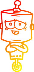 warm gradient line drawing cartoon robot