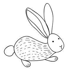 Childish Rabbit. Hand Drawing Kids Style Hare Illustration