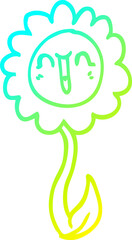 cold gradient line drawing cartoon happy flower