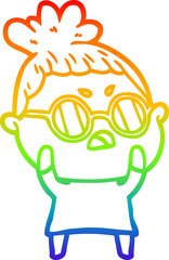 rainbow gradient line drawing cartoon annoyed woman