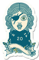 human rogue with natural twenty dice roll sticker