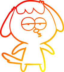 warm gradient line drawing cartoon bored dog