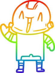 rainbow gradient line drawing cartoon robot