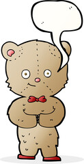 cartoon teddy bear with speech bubble