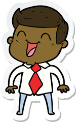 sticker of a cartoon man laughing