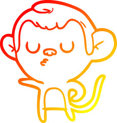 warm gradient line drawing cartoon monkey