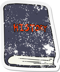 retro distressed sticker of a cartoon history book