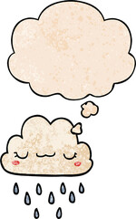 cartoon storm cloud and thought bubble in grunge texture pattern style
