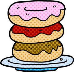 cartoon doodle plate of donuts
