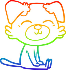 rainbow gradient line drawing cartoon dog