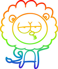 rainbow gradient line drawing cartoon bored lion
