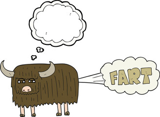 thought bubble cartoon hairy cow farting