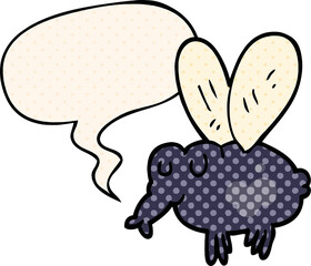 cartoon fly and speech bubble in comic book style
