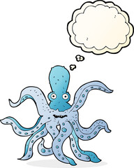 cartoon giant octopus with thought bubble