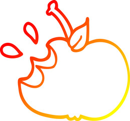 warm gradient line drawing cartoon juicy bitten apple