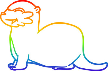 rainbow gradient line drawing laughing otter cartoon