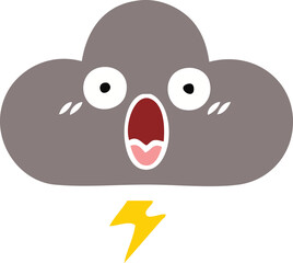 flat color retro cartoon storm cloud