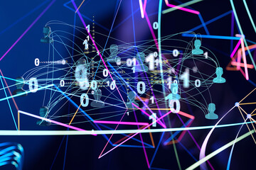 Abstract technology group and data 3d