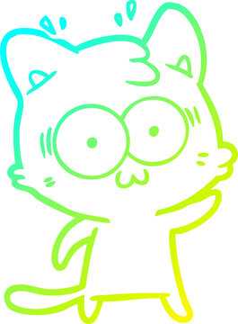 recommend clip art: cold gradient line drawing cartoon surprised cat