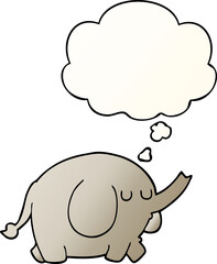 cartoon elephant and thought bubble in smooth gradient style