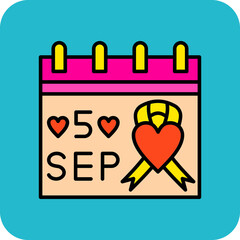 Charity Day Multicolor Round Corner Filled Line Icon