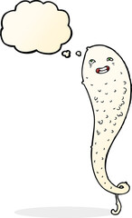 cartoon spooky ghost with thought bubble