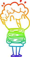 rainbow gradient line drawing cartoon happy man