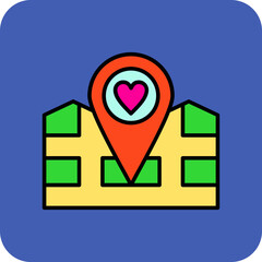 Location Multicolor Round Corner Filled Line Icon